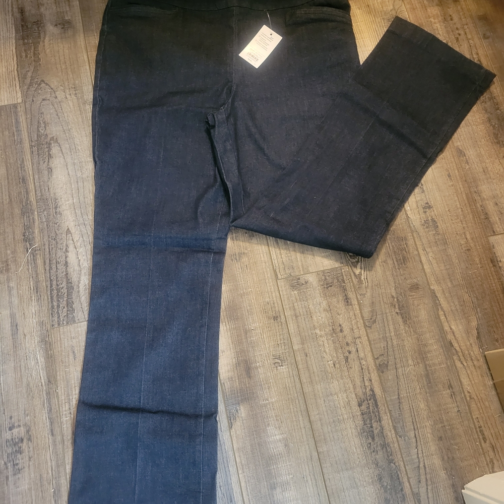 Croft & Barrow Dark Denim Pull On Bootcut Trouser Size 14 Regular